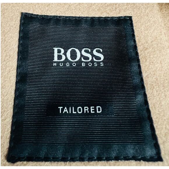 BOSS Hugo Boss Tailored T Cawel Wool Blend Coat Size US 40R Tan Pea Coat - Picture 11 of 14